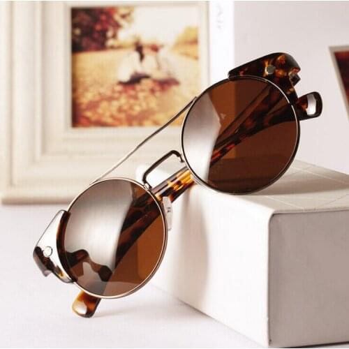 Free Shipping Women men Round Half Rim Retro Vintage Sunglasses Brand designer glasses gafas GL-5228
