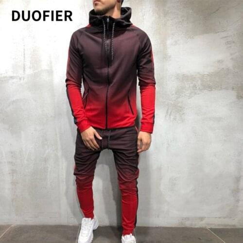2021 New Sportswear Mens Set Spring Autumn Zipper Sweatshirt Series 3D Digital Gradient Color Man Jogging Sports Suit Two Piece