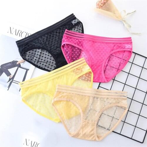 3pcs Lot Underwear Women Panties Cotton Briefs Female Lingerie Soft Sexy Transparent Comfortable Pants