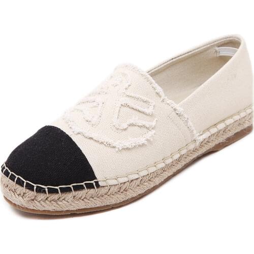 UMMEWALO Canvas Shoes Women Slip On Espadrilles Woman Comfortable Round Toe Loafers Flats Ladies Casual Flat Shoes