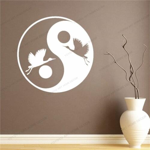 Japanese Asian Bird Stork Yin And Yang Vinyl Wall Decal Living Room Bedroom Home Decoration Symbol Sticker Art mural cx896