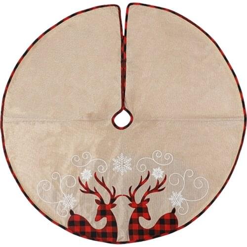 LUDA Christmas Tree Skirt Decoration Supplies Snowflake Double Deer Tree Skirt Linen Hotel Shopping Mall