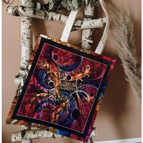 NEW Trend Handbag Women Shoulder Bag Tote Bags Canvas Bags Ethnic Print Daily Use Female Shopping Bag Artistic Storage Bag