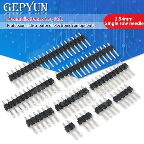10pcs/lot 2.54mm pin header single row needle straight copper needle gold plating 2/3/4/5/6/7/8/10/12/15/20 pin