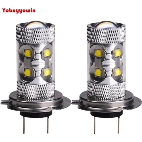 Lot de 2 ampoules LED H7 Cree XB-D Chips bus CAN pour feux de circulation diurnes 6500 K 50 W Blanc