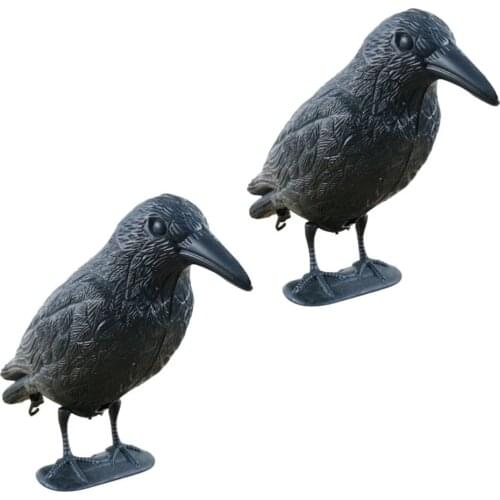 2pcs Crow Figure Simulation Crow Figurine Farm Garden Bird Repellent Adornment
