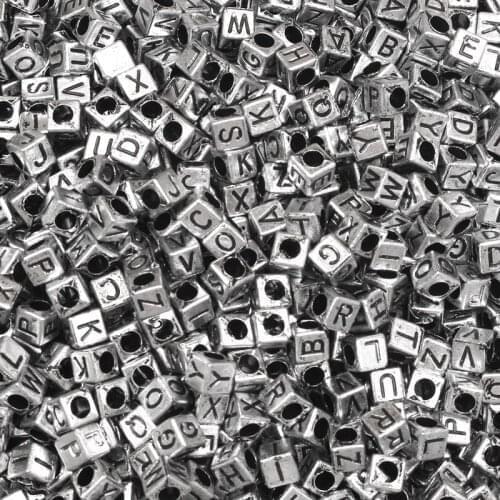 200Pcs Mixed Colorful Letter Acrylic Beads 6mm For Jewellery Marking Loose Spacer Beads Bracelet Necklace Charm Jewelry Finding