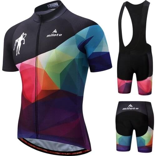 MILOTO Bike Riding Cycling Jersey Mens Summer Short Sleeves Breathable MTB Cycling Clothing Ropa Ciclismo Bike Jersey Set