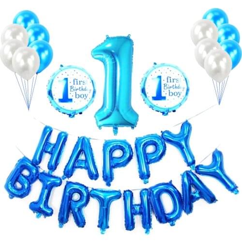 26pcs/set baby boy birthday balloons number one baloons princess 1/2 birthday decorations kids set ballonnen it is a girl globos