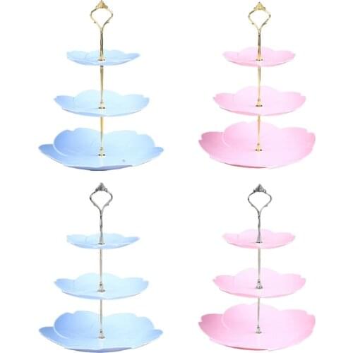 3 Tier Plastic Material Cake Stand Wedding Dessert Cupcake Stand for Tea Party Serving Platters Gifts for Wedding Friend