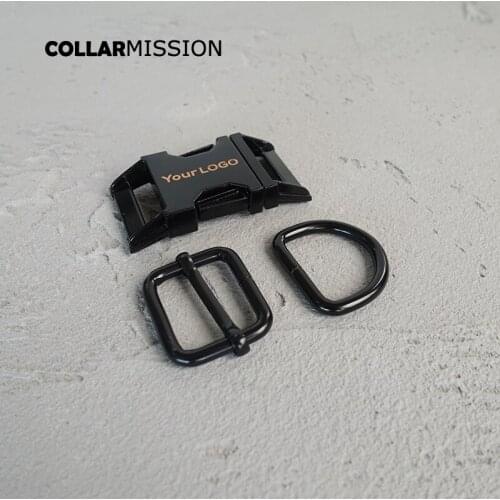 50sets/lot (metal buckle+adjust buckle+D ring/set) 25mm dog collar buckle provide laser engraving service customize LOGO