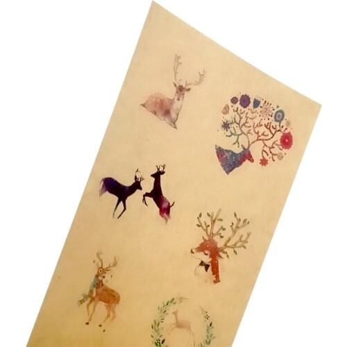 80pcs Round Natural Kraft Sika Deer Series Sticker seal labes Paper Stationery sticker
