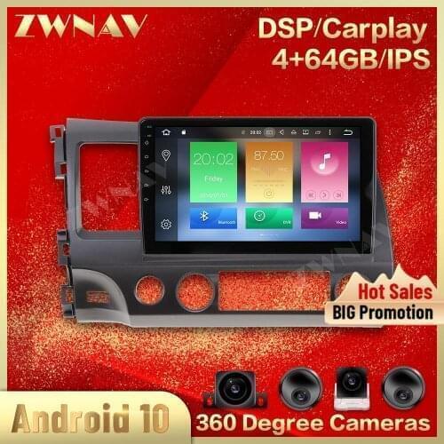 4+64G Android 10.0 screen Multimedia Car DVD player For Honda Civic 2006-2012 audio radio stereo navi IPS head unit auto stereo