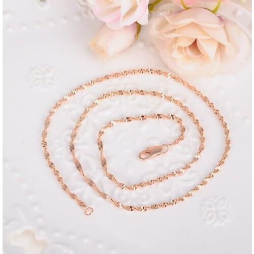 Bangrui Rose Gold Necklace Jewelry water wave Chain Mens Womens Rose Gold Filled Necklace GF Chain Wholesale Necklace