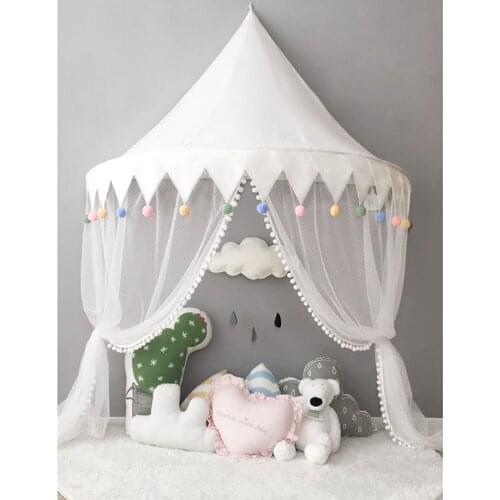 White Mosquito Bed Net Baby Crib Curtain Tulle Portable Princess Castle Play Tent Teepee House Play House for Children Girl Boy