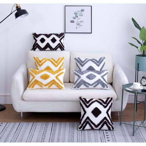 Black and yellow geometric tufted sofa 45x45cm/30x50cm cushion ins geometric creative design pillow living room backrest pillow