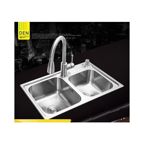 Double thickening bowl lavendered bundle tape 304 stainless steel Matte Brushed Faucet handmade big twin sink with faucet suite