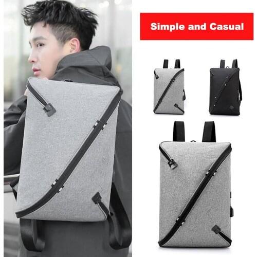 Two-Color Integrated Backpack, Headphone Jack, USB Charging Port, Laptop Bag, School Bag, Travel Bag for Men and Women