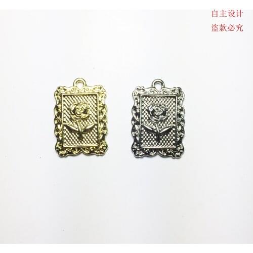 Eruifa 10pcs 15*20mm Beautiful Rose Flower Charms Zinc Alloy necklace,earring bracelet jewelry DIY handmade 2 colors