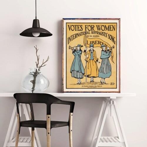 Feminist Sheet Music Booklet Poster Votes For Women Vintage Painting Canvas Prints Woman Gift Girls Bedroom Wall Art Decoration