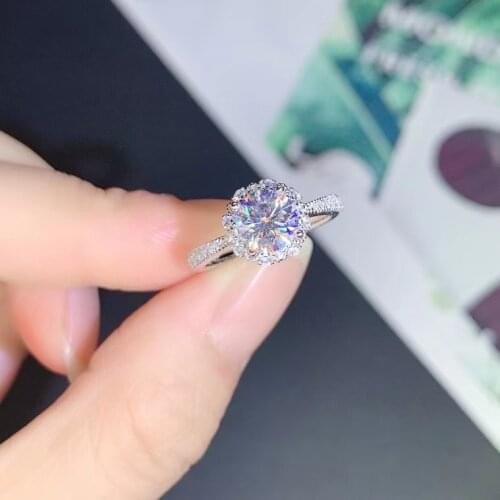 Passed Diamond Testhigh Quality Moissanite Diamond Ring Hearts & Arrows Cut D Color 18K White Gold Diamond Ring Luxury Jewelry