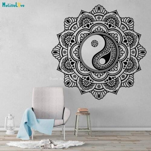 Mandala Circle Floral Ornament Wall Stickers Yin-Yang Zen Meditation Home Decor Living Room Studio Vinyl Art Decals YT4192