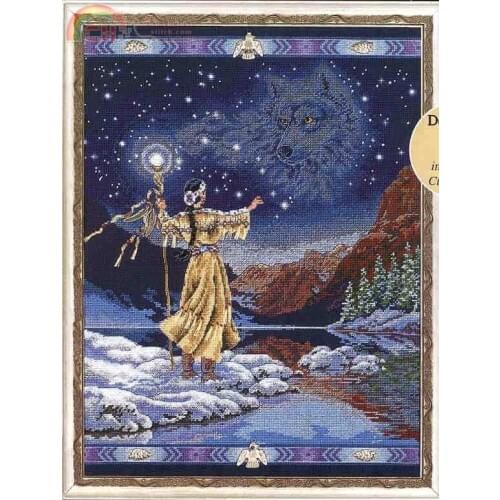 Top Quality Beautiful Lovely Counted Cross Stitch Kit Kindered Spirits Spirit Wolf Eagle Starry Night Lake dim 72540