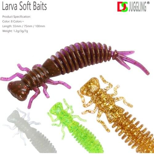 Larva Soft Baits 5.5cm/7.5cm/10cm Insect Soft Lure Bait Soft Insect Road Sub Fake Bait Wholesale 3 Sizes More Colors