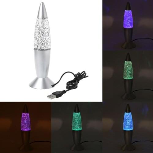 2021 New 3D Rocket Multi Color Changing Lava Lamp RGB LED Glitter Night Light Gift