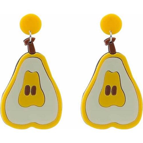 New Fashion Cute Pear Pitaya Banana Acrylic Drop Earrings For Women Girl Lovely Fruits Long Dangle Earrings Korean Party Jewelry