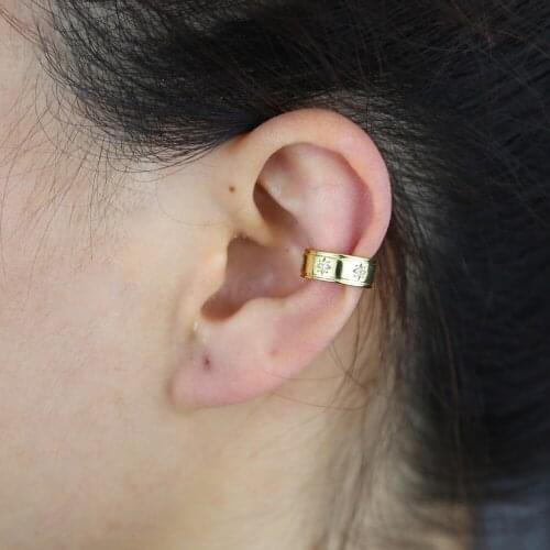 New engraved Flower star signet ear cuff Earrings with sparking bling CZ stone for women fashion wedding jewelry wholesale