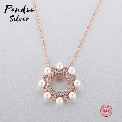 PANDOO Fashion Charm 925 Sterling Silver Original 1:1 Copy, Simple Hoop Pearl Wild Necklace Female Luxury Jewelry Gifts