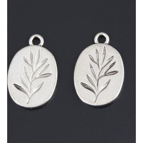 30pcs Silver Color 21x14mm Bamboo Leaf Charms Specimen Geometric Pendant For DIY Handmade Metal Jewelry Making Accessorie