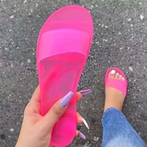 Women Sandals 2021 Summer Outdoors Slippers Female Slides Transparent Jelly Shoes Woman Colorful Beach Shoes Flats Sandals