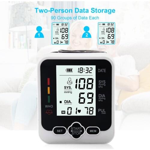 Blood Pressure Monitor LCD Display Wrist Sphygmomanometer BP Heart Rate Measure Meter With / Without Voice Broadcast Tonometer
