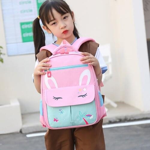 Girl School Bags Child Pink Unicorn Nylon Printing Backpack Kindergarten Student Cute Girls Childrens Schoolbag Waterproof Kid