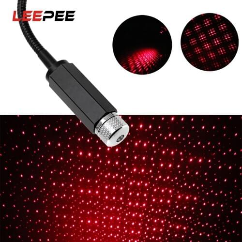 LEEPEE Car USB Atmosphere Lamp Ambient Decorative Light Adjustable Multiple Lighting Effects LED Car Roof Star Light Projector