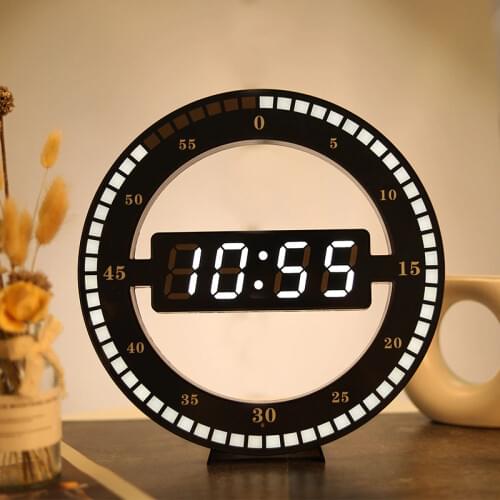 LED Digital Wall Clock Modern Design Dual-Use Dimming Digital Circular Photoreceptive Clocks For Home Decoration US EU PLUG