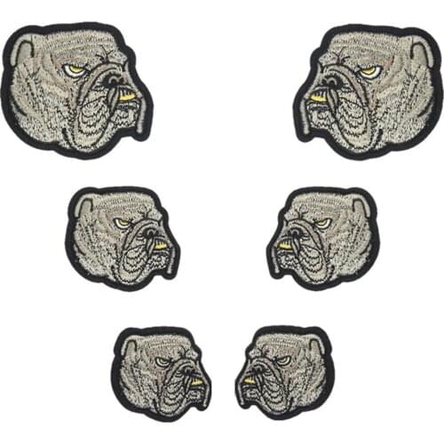 Fabric Embroidered Bulldog Sand Dog Patch Cap Clothes Stickers Bag Sew Iron On Applique DIY Apparel Sewing Clothing Accessories