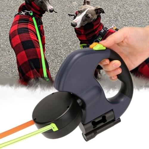 Retractable Double Dog Leash Automatic Roulette Leash Pet Traction Rope for Small Medium Large Big Dog Leashes Pet Supplies