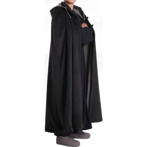 6color gray/brown/blue UNISEX Winter warm meditation cloak abbot monks coat martial arts cape robe laynun kung fugown