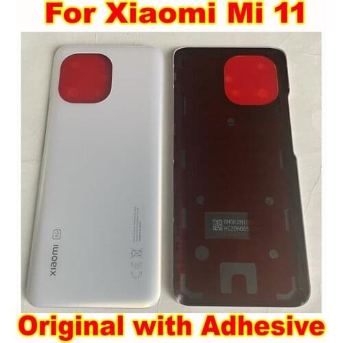 100% Original Back Battery Cover Rear Case Housing Door Glass Shell + Adhesive Sticker For Xiaomi Mi 11 Mi11 Chassis Phone Lid