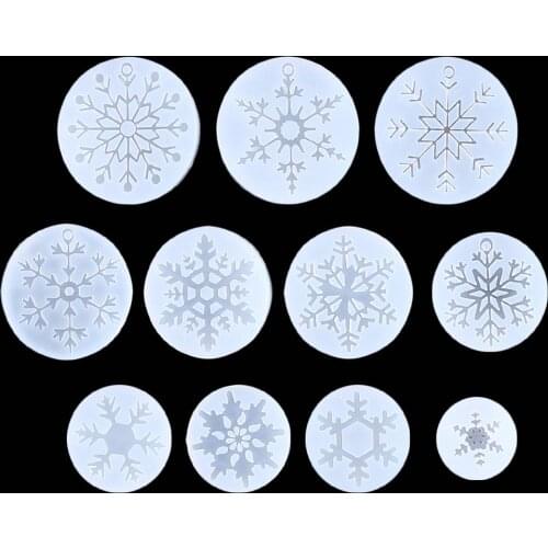 11Pcs/Set Snowflake Silicone Resin Molds for Christmas Decoration DIY Jewelry Pendant Necklace Craft Casting