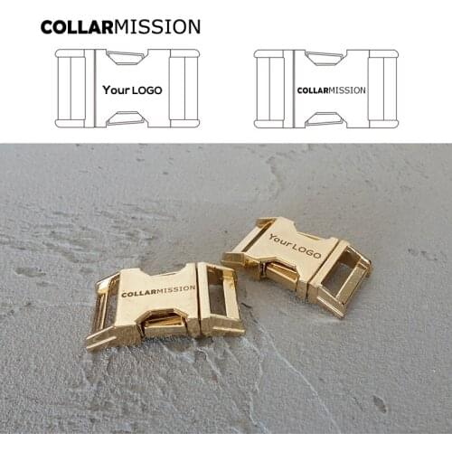 15mm Engraved buckle, We provide laser engraving service customize LOGO plated metal buckle for diy dog collar accessory CK15J