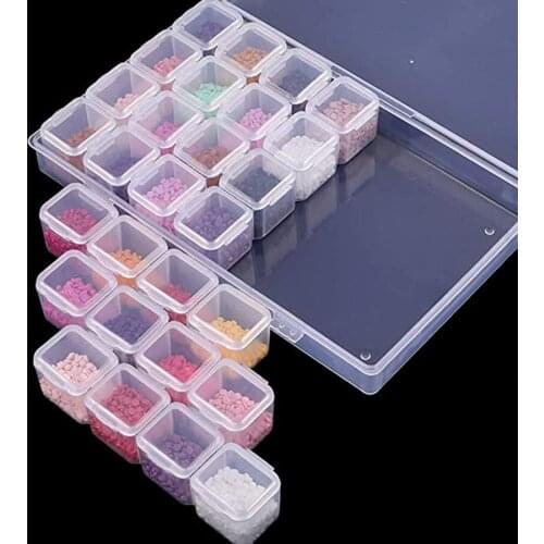 2Pack 28Grids Storage Box 5D Diamond Painting Storage Box Embroidery Accessories Jelwery Medcine Box Container Cross Stitch Kits