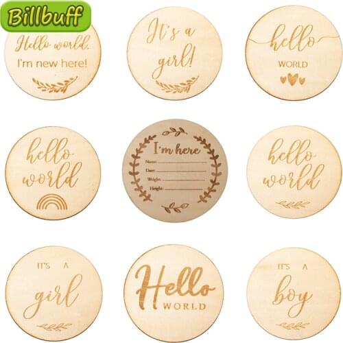 2021 Wooden Baby Month Milestone Card Newborn Birth Month Birthday Milestone Wooden Teether Baby Kids Photography Props Toy Gift