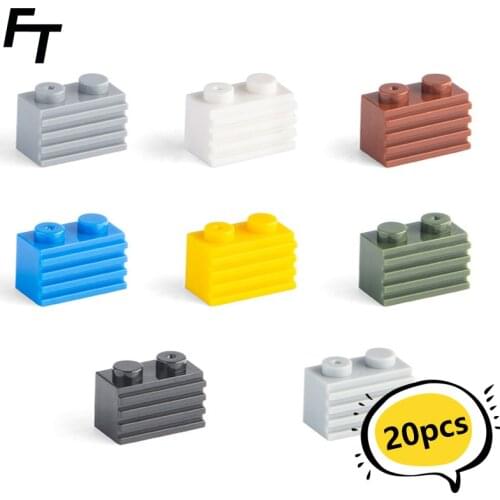 20pcs Bulk Small Particle 98283 MOC Building Block 1x2 Grooved Brick Accessories Building Block Castle Toys