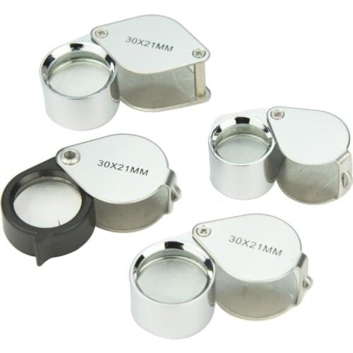 30x21mm Jewellers Magnifier Pocket Loupe Great Christmas Gift Magnifying Glass MG55367 with All-metal Shell and Glass Lens