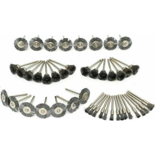 45pcs Stainless Steel Wire Brush Set Polishing Dremel Tool Rotary Die Grinder Removal Wheel Metal Rust Removal Brush kit Set