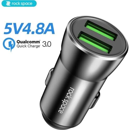 Rock space Dual Ports USB Fast Car Charger For iPhone Samsung iPad GPS 4.8A Quick Charge QC 3.0 USB Car Phone Charger Adapter